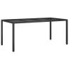 Black Garden Table 190x90 cm - Stylish Tempered Glass & Rattan