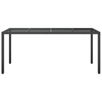 Black Garden Table 190x90 cm - Stylish Tempered Glass & Rattan