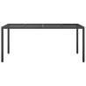 Black Garden Table 190x90 cm - Stylish Tempered Glass & Rattan