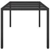 Black Garden Table 190x90 cm - Stylish Tempered Glass & Rattan