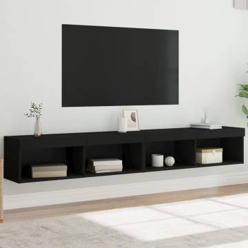 Stylish Black TV Cabinets with LED Lights - 100x30 cm - 2 pcs