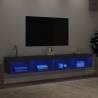 Stylish Black TV Cabinets with LED Lights - 100x30 cm - 2 pcs