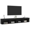 Stylish Black TV Cabinets with LED Lights - 100x30 cm - 2 pcs