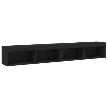 Stylish Black TV Cabinets with LED Lights - 100x30 cm - 2 pcs