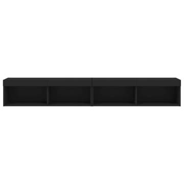 Stylish Black TV Cabinets with LED Lights - 100x30 cm - 2 pcs