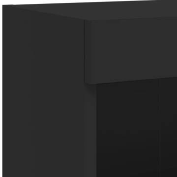 Stylish Black TV Cabinets with LED Lights - 100x30 cm - 2 pcs