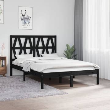 Black Solid Wood Pine Bed Frame 120x200 cm - HipoMarket