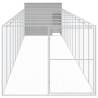 Dog House with Run - Light Grey Galvanised Steel 214x127x181 cm