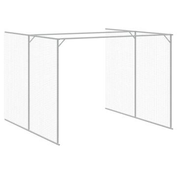 Dog House with Run - Light Grey Galvanised Steel 214x127x181 cm