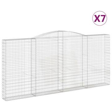 Arched Gabion Baskets 7 pcs | Galvanised Iron Garden Barriers