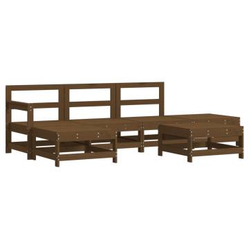 6 Piece Garden Lounge Set - Honey Brown Solid Pine Wood