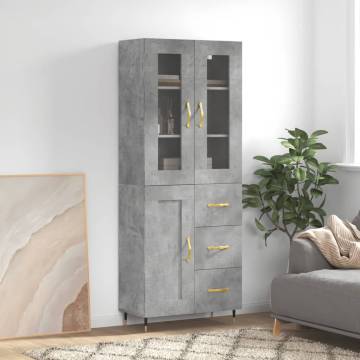 Elegant Highboard in Concrete Grey - Stylish Storage Solution