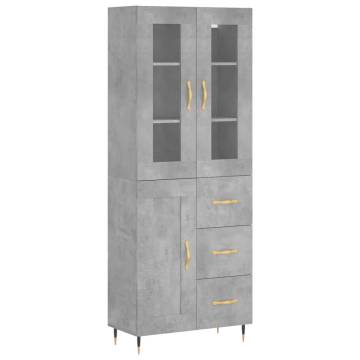 Elegant Highboard in Concrete Grey - Stylish Storage Solution