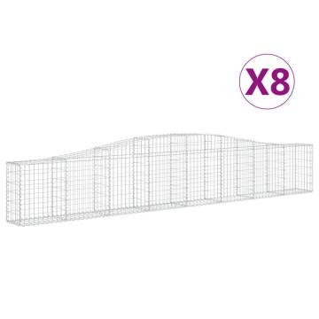 Arched Gabion Baskets - 8 pcs Galvanised Iron | Hipomarket