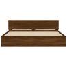 Stylish Brown Oak Bed Frame with LED Headboard - 200x200 cm