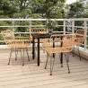 5 Piece Garden Dining Set Poly Rattan Colour brown Size 80 cm table length Number of 4 