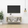 Wall-mounted TV Cabinet Sonoma Oak and White 37x37x107 cm Engineered Wood Colour sonoma oak and white Quantity in Package 1 Height 107 cm 