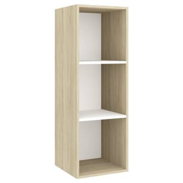 Wall-Mounted TV Cabinet Sonoma Oak & White - 37x37x107 cm