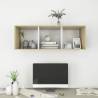 Wall-Mounted TV Cabinet Sonoma Oak & White - 37x37x107 cm