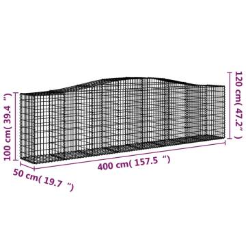 Arched Gabion Baskets - 8 pcs | Galvanised Iron for Garden