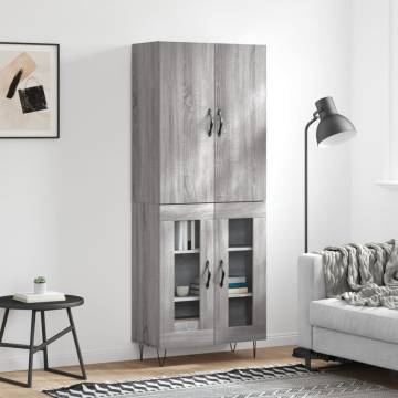 Stylish Highboard Grey Sonoma - 69.5x34x180 cm Wood