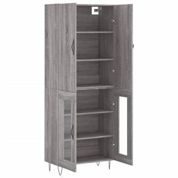 Stylish Highboard Grey Sonoma - 69.5x34x180 cm Wood