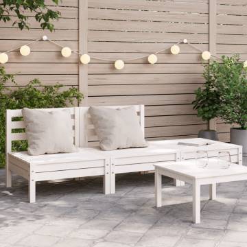 Garden Sofa 3-Seater White Solid Pine | Hipomarket UK