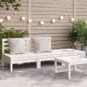 Garden Sofa 3-Seater White Solid Wood Pine Colour white pine Quantity in Package 1 Model 2x middle + footrest 