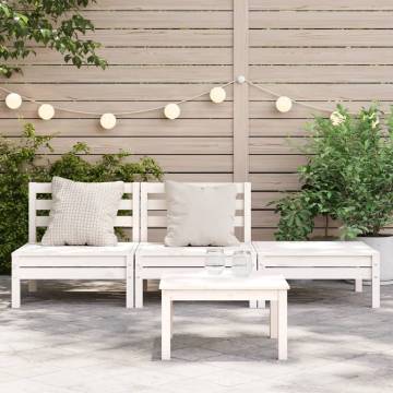 Garden Sofa 3-Seater White Solid Pine | Hipomarket UK