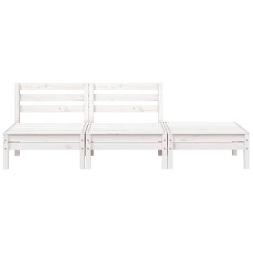 Garden Sofa 3-Seater White Solid Pine | Hipomarket UK