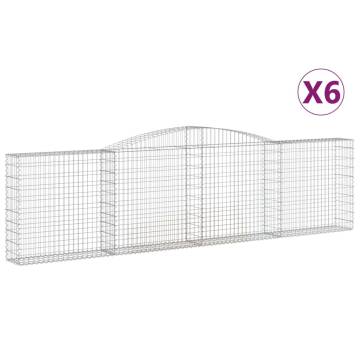 Arched Gabion Baskets 6 pcs - Galvanised Iron Garden Barriers