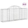 Arched Gabion Baskets - 15 pcs Galvanised Iron - Durable Garden Barrie