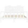 King Size White Bed Frame with Headboard - Solid Pine Wood