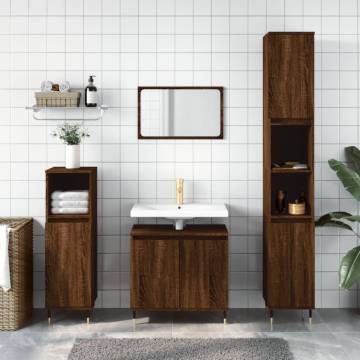 3 Piece Brown Oak Bathroom Cabinet Set | Stylish & Practical