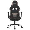 Massage Gaming Chair with Footrest - Black & Taupe Fabric