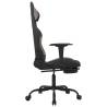 Massage Gaming Chair with Footrest - Black & Taupe Fabric