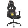 Massage Gaming Chair with Footrest - Black & Taupe Fabric