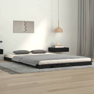 Black Bed Frame 120x200 cm - Solid Pine Wood | Hipomarket