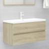 Sink Cabinet with Built-in Basin Sonoma Oak Engineered Wood Colour sonoma oak Size 90 x 38.5 x 45 cm Quantity in Package 1 Model without faucet & drain 