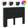 Headboard Cabinet with LED - Modern Black Design 140x16.5 cm