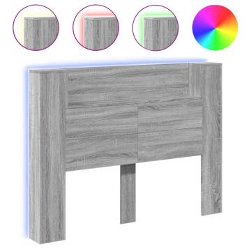 Stylish LED Headboard Cabinet Grey Sonoma | HipoMarket