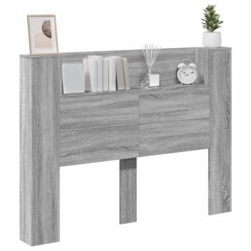 Stylish LED Headboard Cabinet Grey Sonoma | HipoMarket