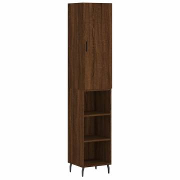 Elegant Highboard Brown Oak - 34.5x34x180 cm Engineered Wood