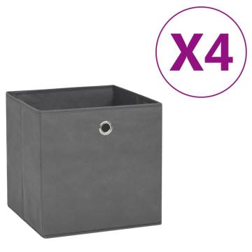 Stylish Non-woven Fabric Storage Boxes - 4 pcs Grey | HipoMarket