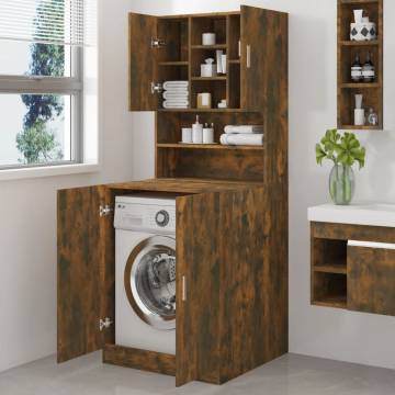 Washing Machine Cabinet - Smoked Oak Engineered Wood | HipoMarket