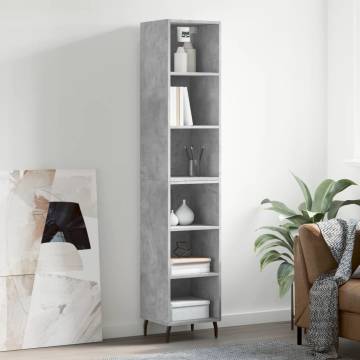 Stylish Highboard in Concrete Grey - 180 cm Engineered Wood