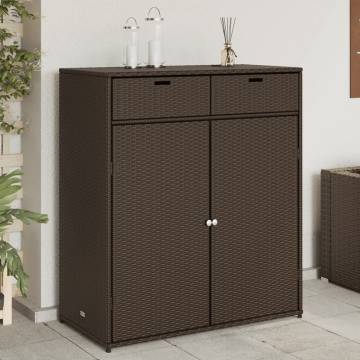 Garden Storage Cabinet Brown 105x55x113 cm - Poly Rattan