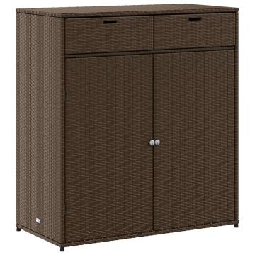 Garden Storage Cabinet Brown 105x55x113 cm - Poly Rattan