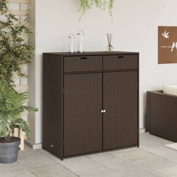 Garden Storage Cabinet Brown 105x55x113 cm - Poly Rattan