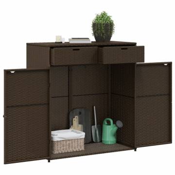 Garden Storage Cabinet Brown 105x55x113 cm - Poly Rattan